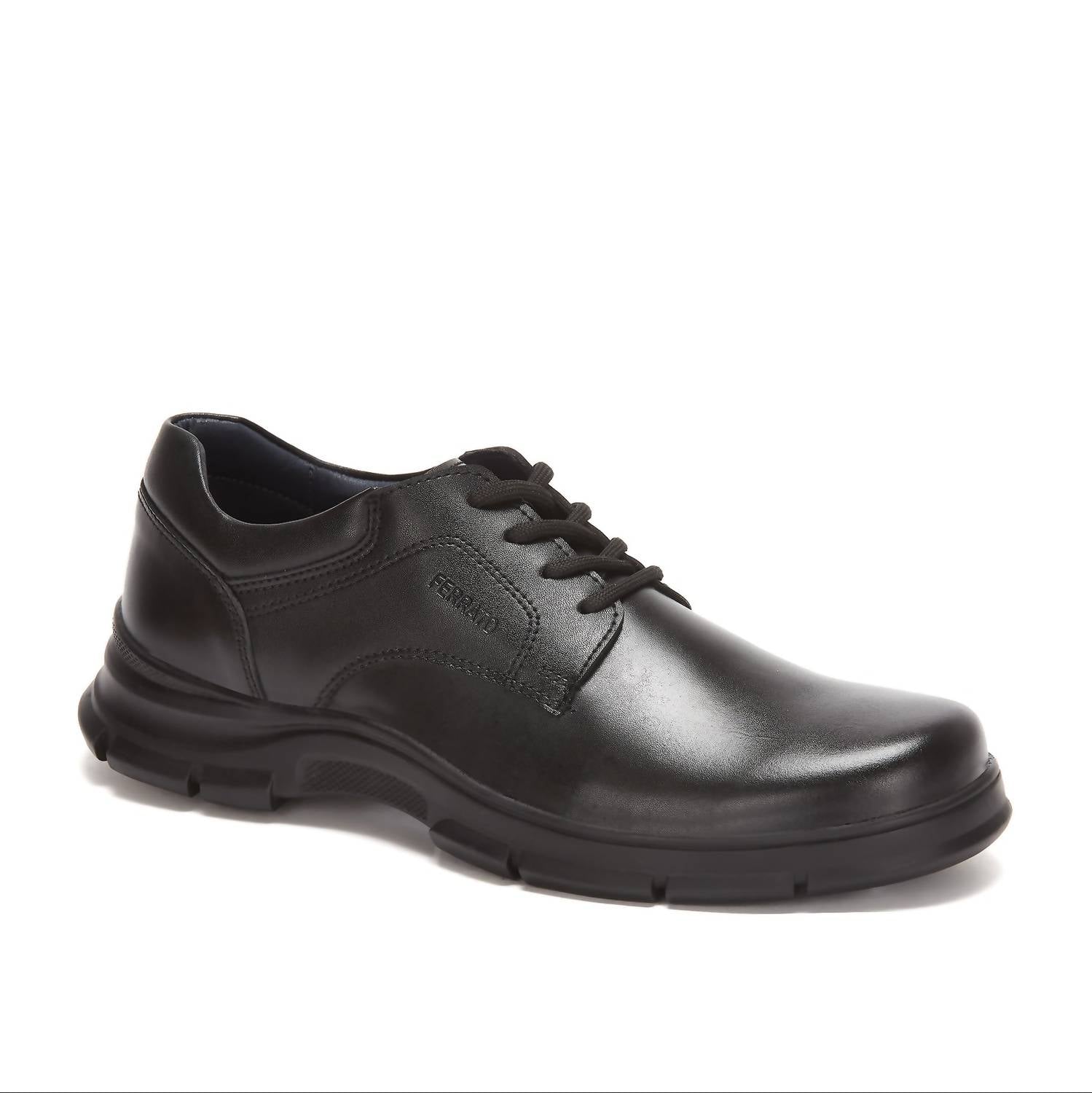 Ferrato Men's Flat Leather Shoes in black 1 - men's shoe