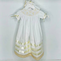 Delaney - Kid's Lace Smocked Cross Heirloom Day-gown And Bonnet