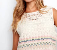 Charlie B - Striped Sleeveless Crochet Cotton Blend Top