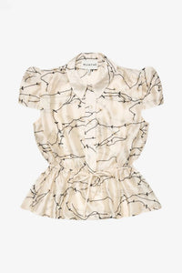 MUNTHE Peona Short Sleeve Blouse in beige - women's blouse - view 4