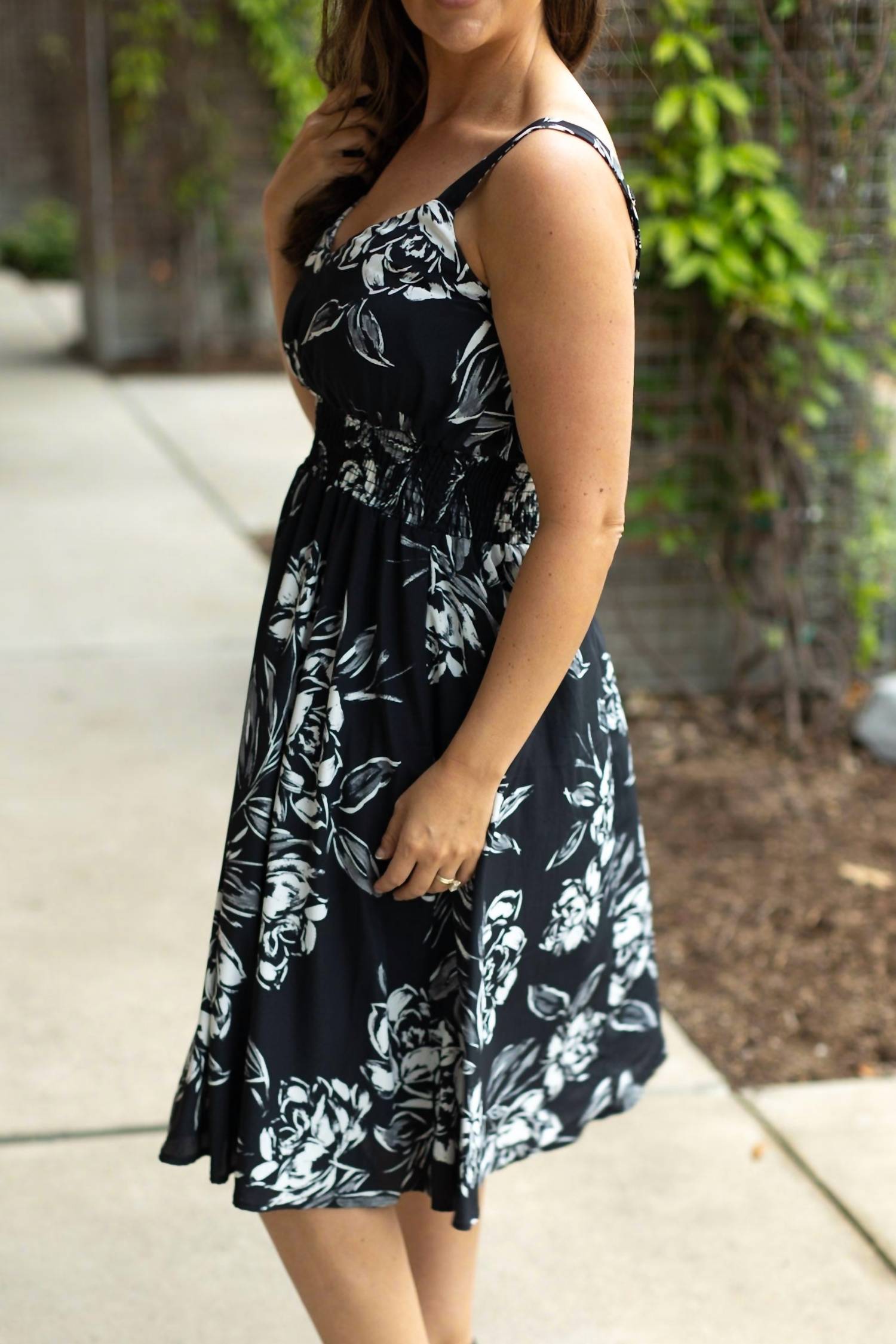Michelle Mae Cassidy Midi Dress in black and white floral - women's dress - view 6