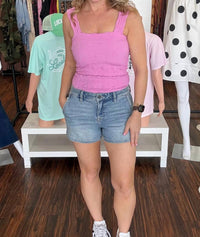 Hidden - High Rise Stretch Denim Shorts