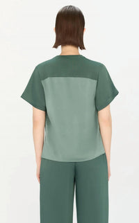 SIMKHAI Addy Short Sleeve Knit Back T-Shirt in park slope - women's t-shirt - alternate view