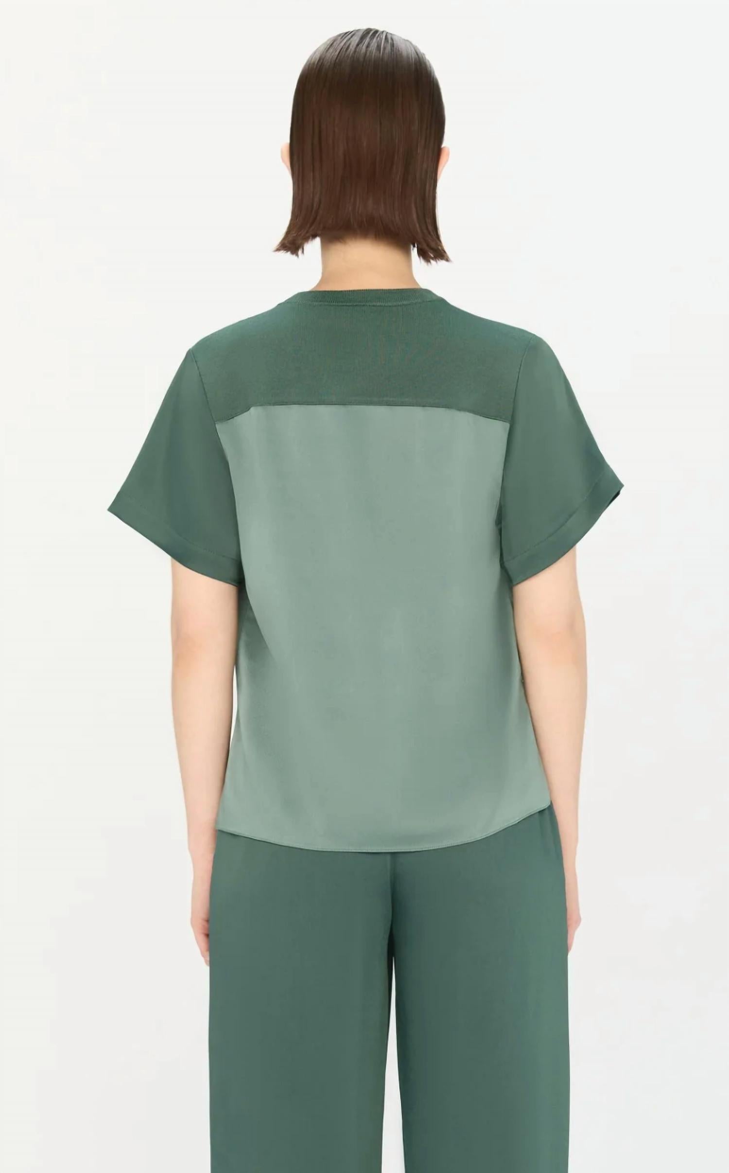 SIMKHAI Addy Short Sleeve Knit Back T-Shirt in park slope - women's t-shirt - alternate view