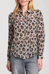APNY High Road Long Sleeve Blouse in latte - women's blouse
