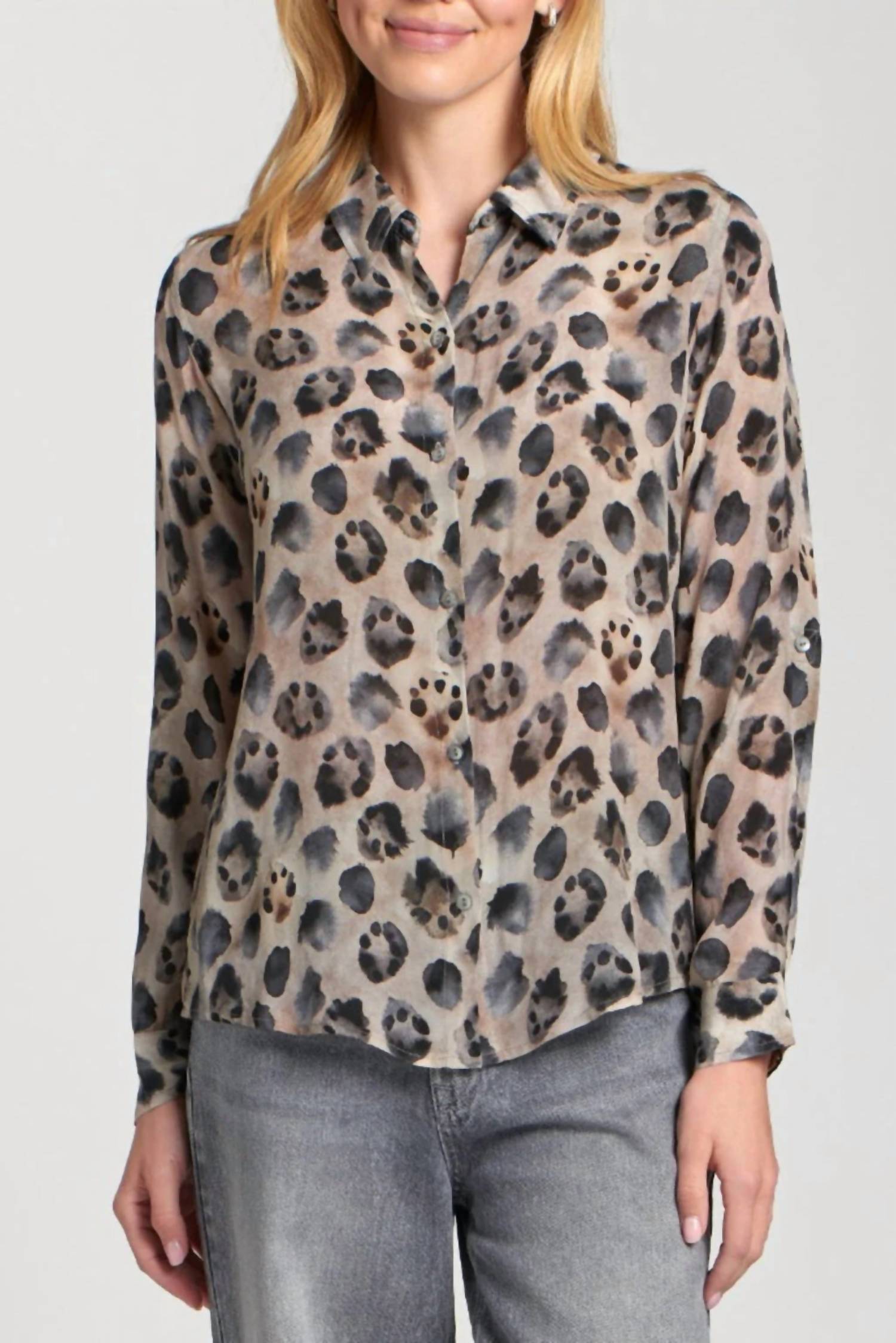 APNY High Road Long Sleeve Blouse in latte - women's blouse