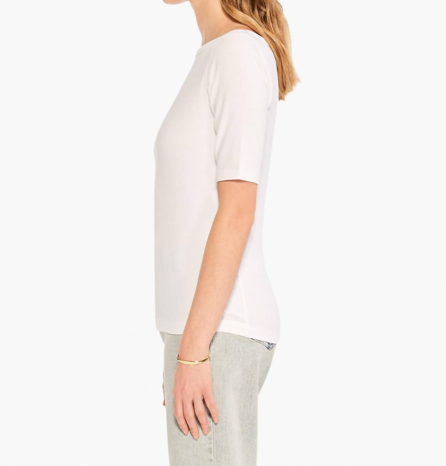 Nic + Zoe - Perfect Knit Rib Elbow Sleeve Boatneck Tee