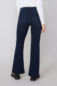 Renuar Lux Denim Flare Jeans in dark indigo - women's jeans - alternate view