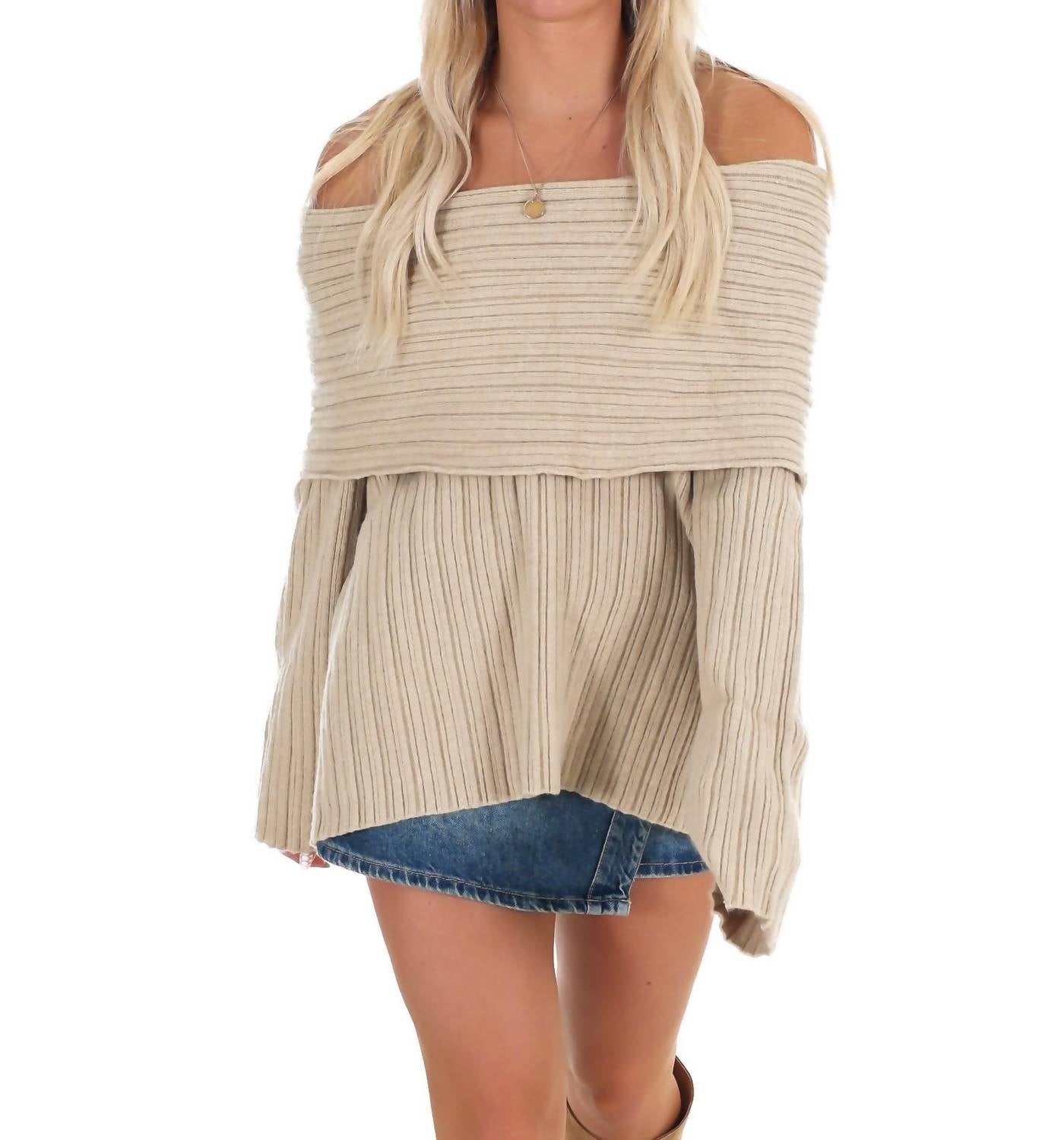 Le Lis - Show Me Love Off Shoulder Oversized Sweater