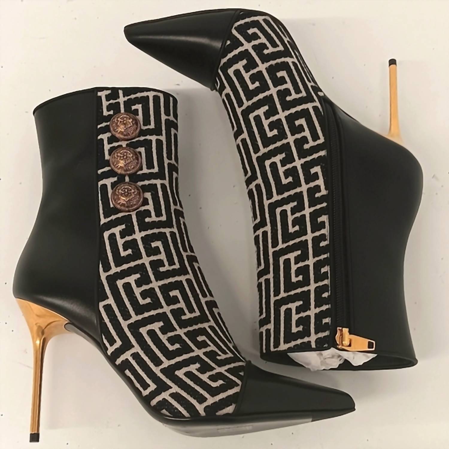Balmain - Women's Monogram Pointed Ankle Boots