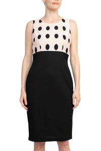 Danny & Nicole - Crew Neck Sleeveless Polka Dot Dress With Pocket Jacket Set