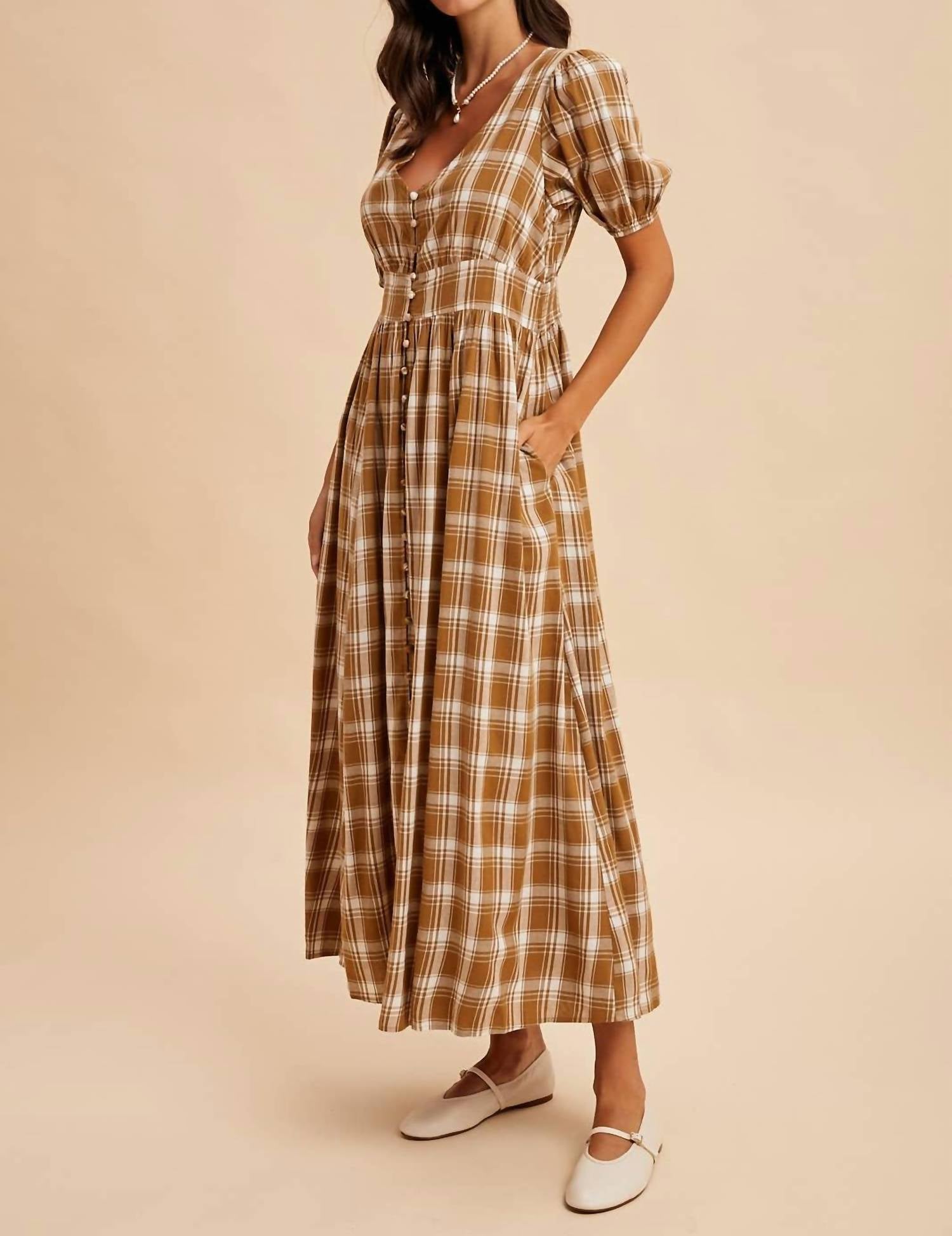 In-Loom - Plaid Button Down Maxi Dress