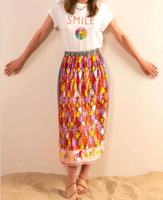 Me369 - Alexa Printed Midi Skirt