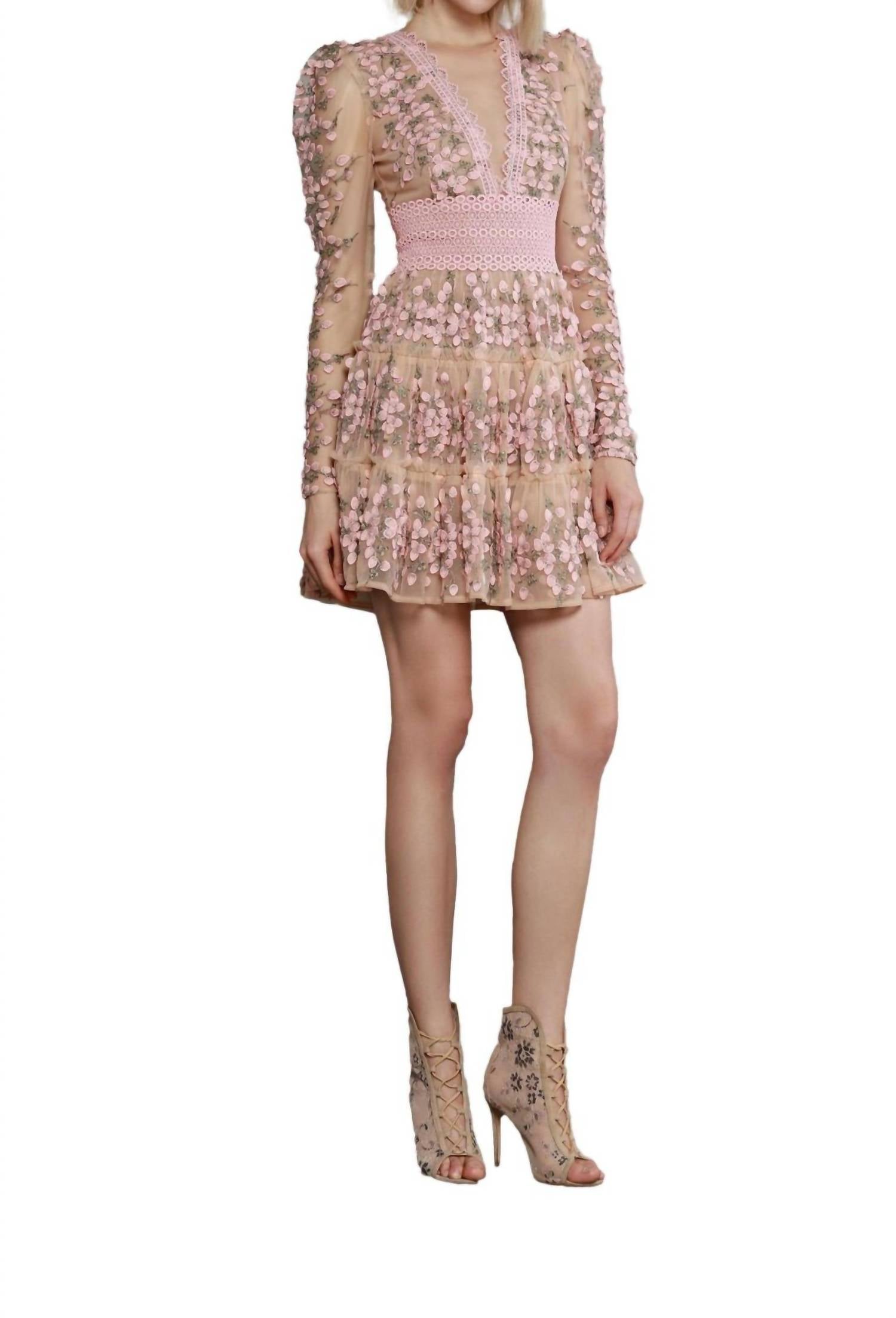 Bronx and Banco Megan Long Sleeve Mini Dress in rose - women's dress