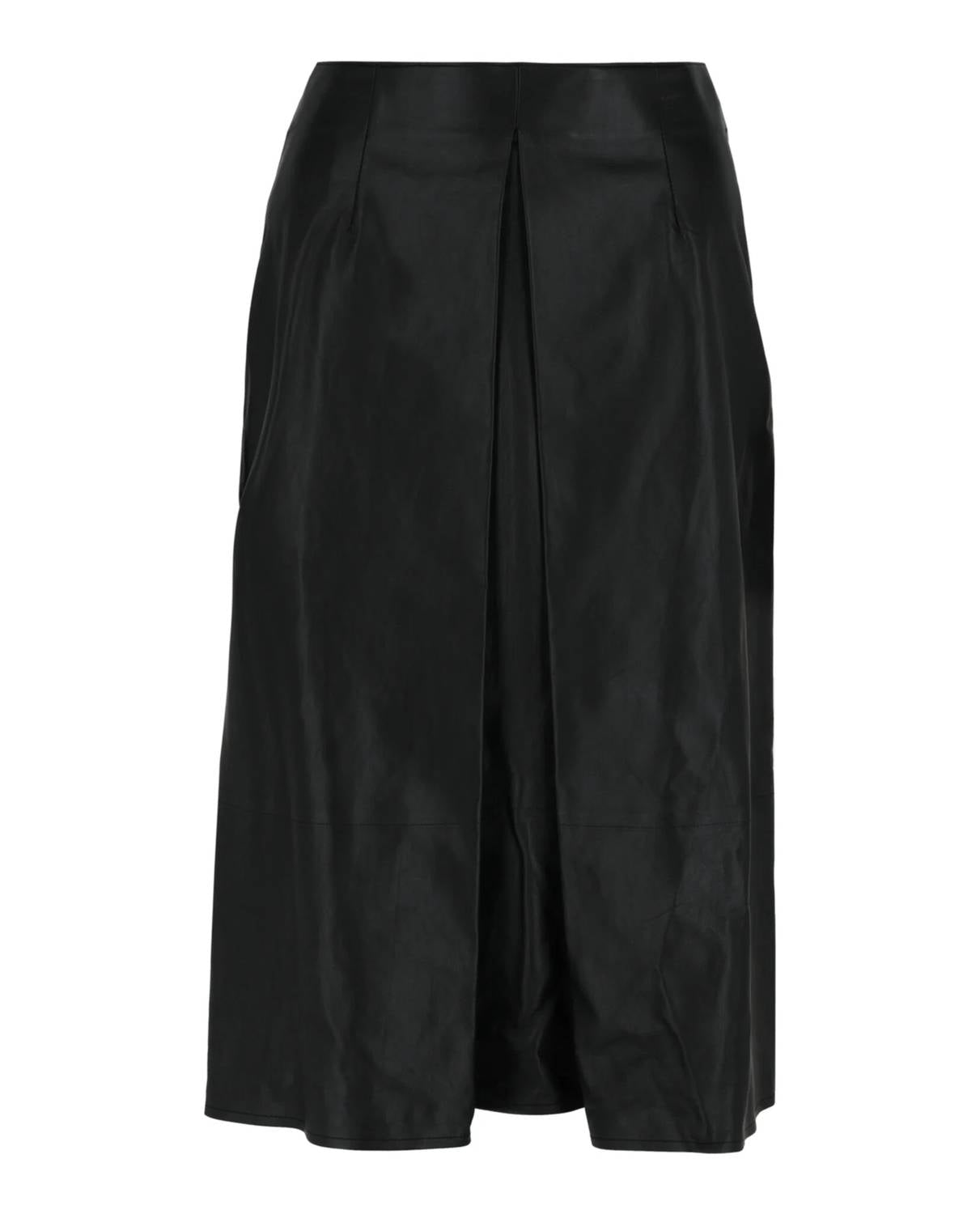 Salvatore Ferragamo - Women's Pleated-front Leather Midi Skirt