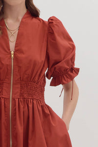 Entro - Eyelet Hemmed Zipped Mini Dress