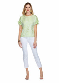 Jade - Shirred Sleeve Crop Top