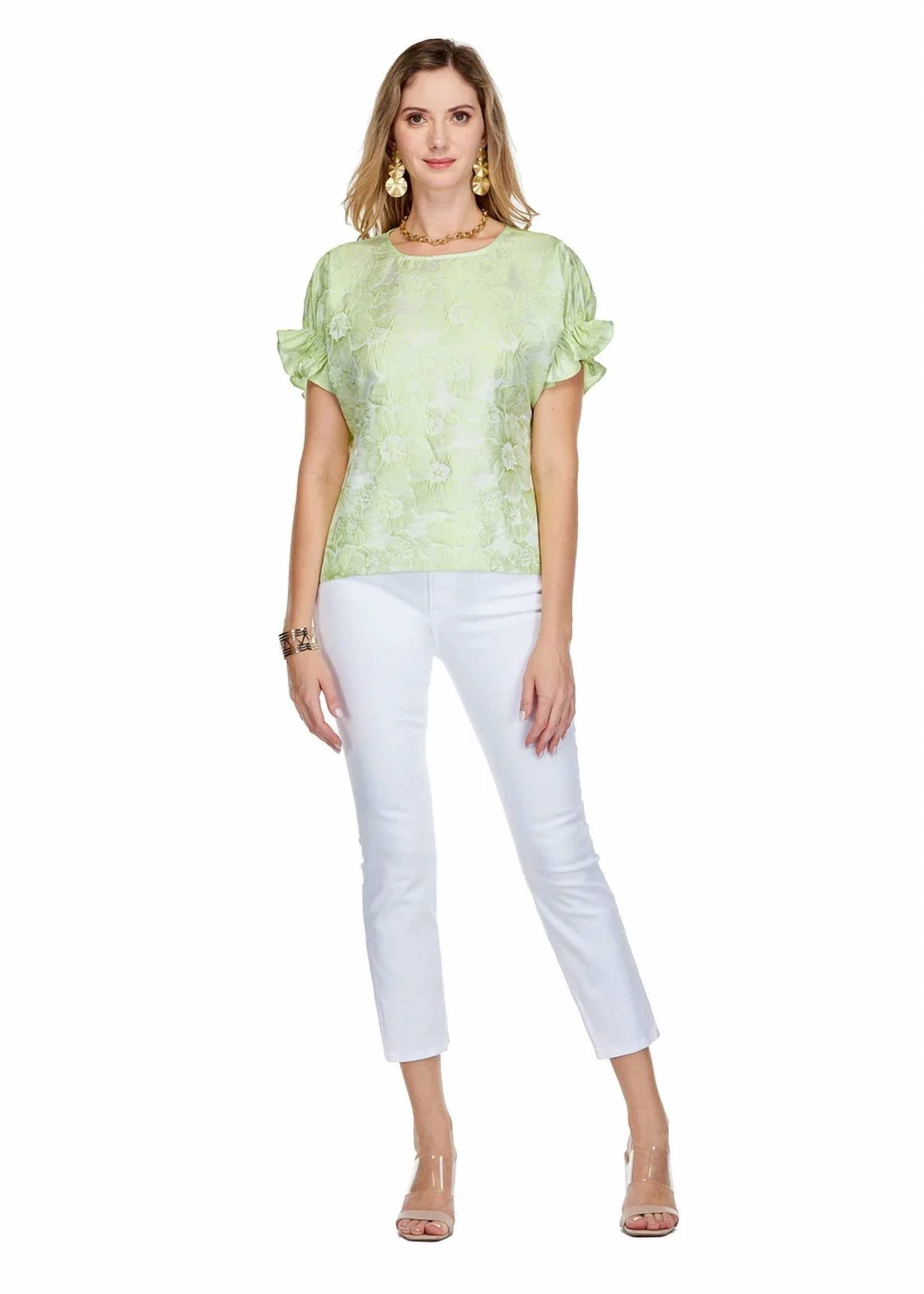 Jade - Shirred Sleeve Crop Top