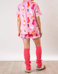 Fantastic Fawn - Puppy Dog Short Sleeve Button Down Pajama Top