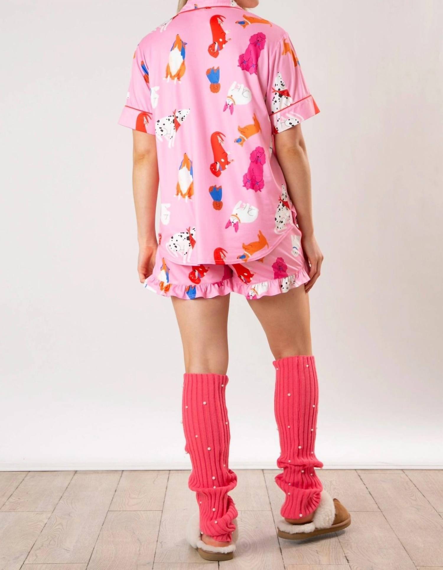 Fantastic Fawn - Puppy Dog Short Sleeve Button Down Pajama Top