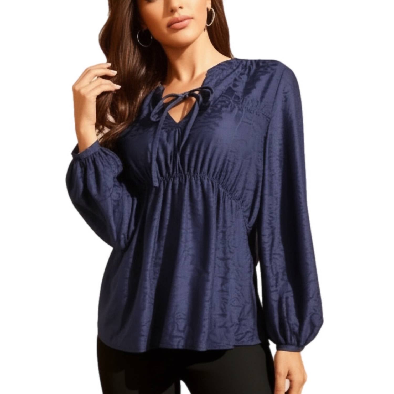 Mason & Belle - Lace Cinched Waist Blouse