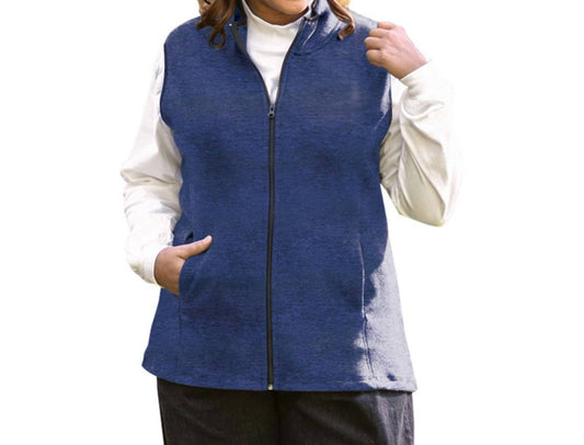 On The Plus Side - Lyddie Sleeveless Zip Up Fleece Vest - Plus Size