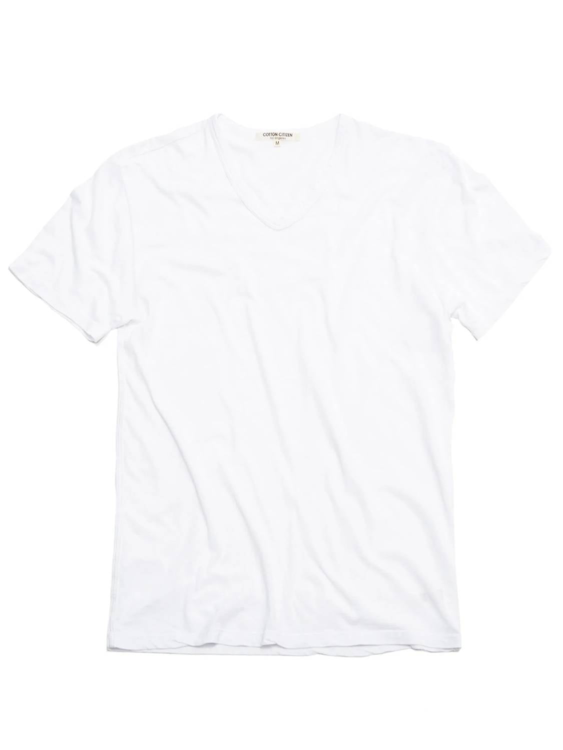 COTTON CITIZEN Men's Classic V Neck Tee in white - men's t-shirt - view 4