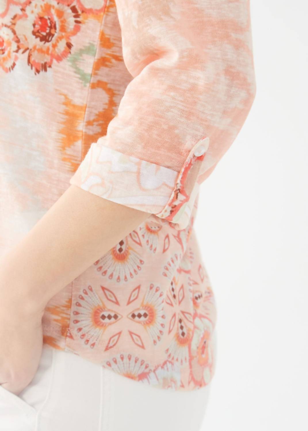 Fdj - Henley Three Fourth Sleeve Mesh Jersey Top