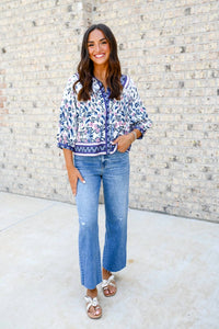 Jade - Vintage Meadow Trim Blouse