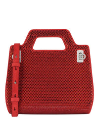 Salvatore Ferragamo Wanda Mini Stain And Strass Top Bag in red - women's bag