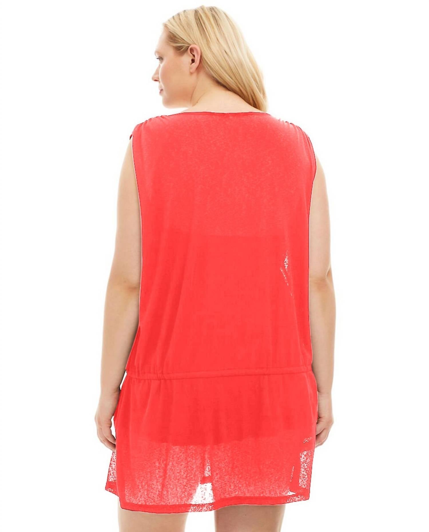 Always For Me - Plus Size Drawstring Tank Cover Up Dress