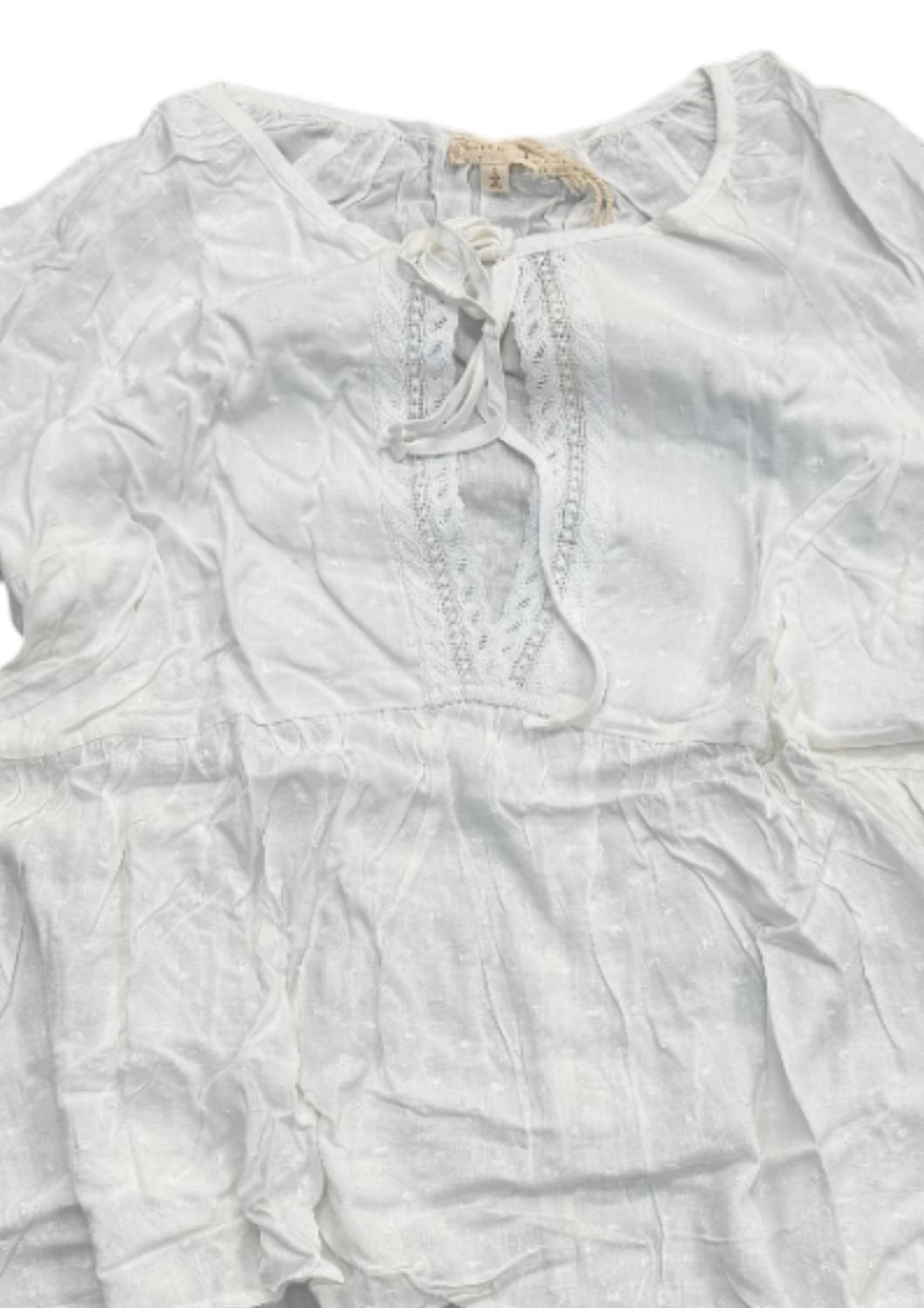 Hem & Thread - Women's Swiss Dot Babydoll Blouse