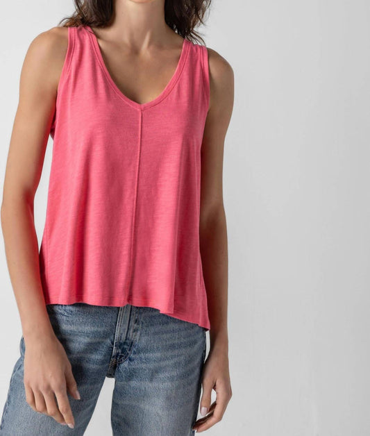 Lilla P - Flame Shirred Back V Neck Tank