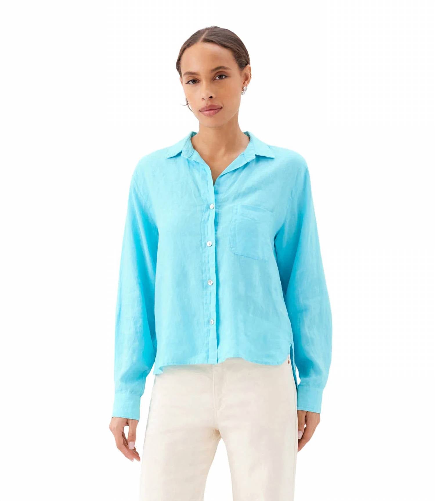 Karen Kane - Long Sleeve Linen Button-Up Shirt