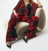 Joseph Ribkoff - Abstract Print V-neck Poncho Top