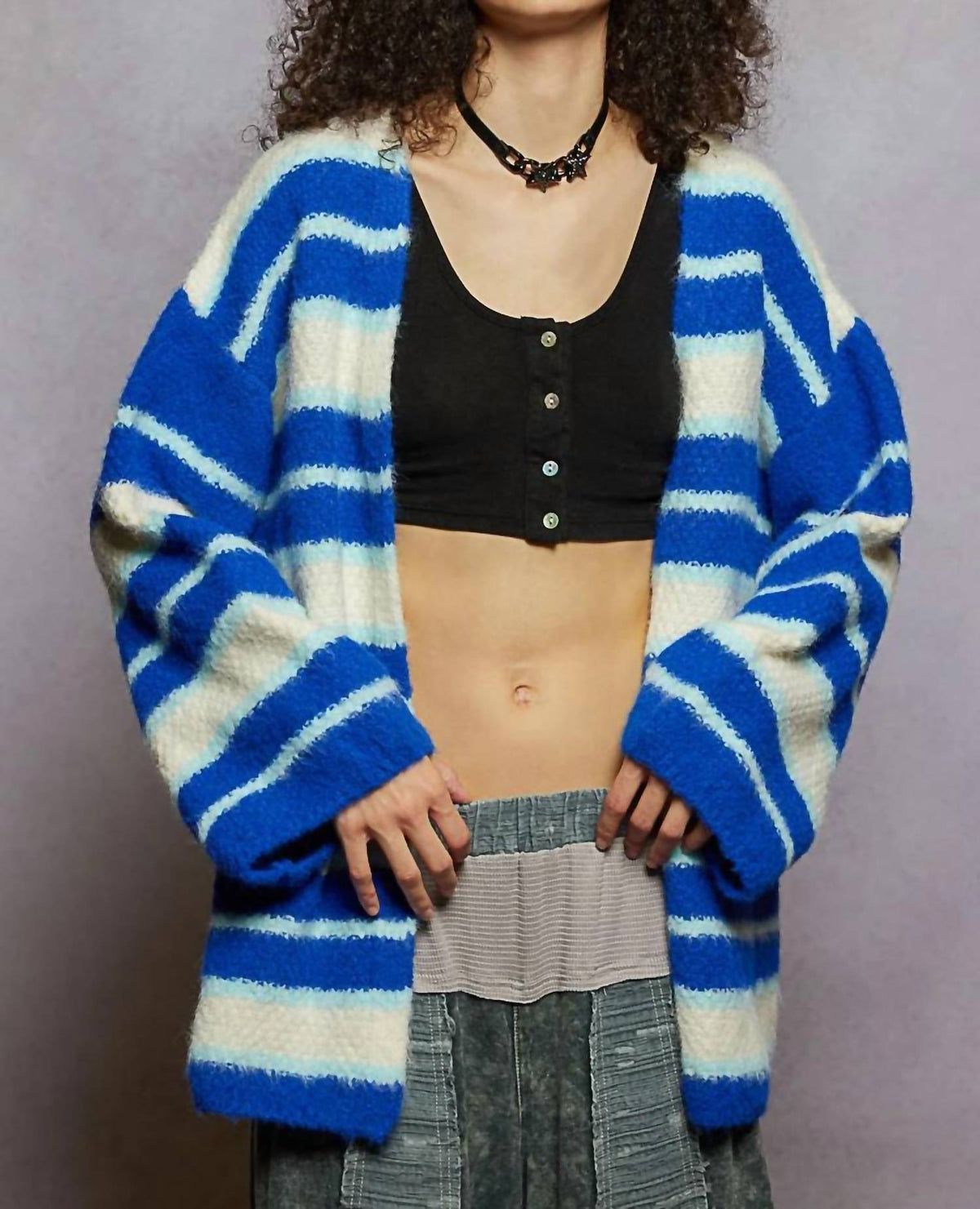 Pol - RYDER STRIPED CARDIGAN