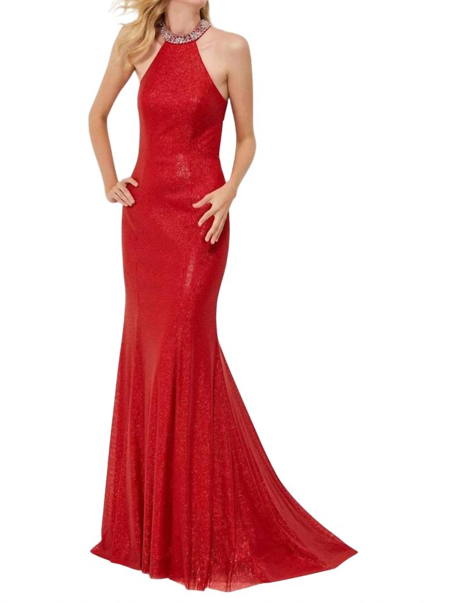Angela & Alison - Sequin Halter Prom Dress