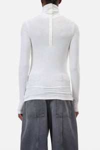 CLOSED Long Sleeve Tee in white - women's long sleeve top - detail view