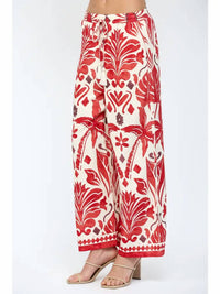 Fate By Lfd - Tropical Print Drawstring Waist Wide Leg Pants