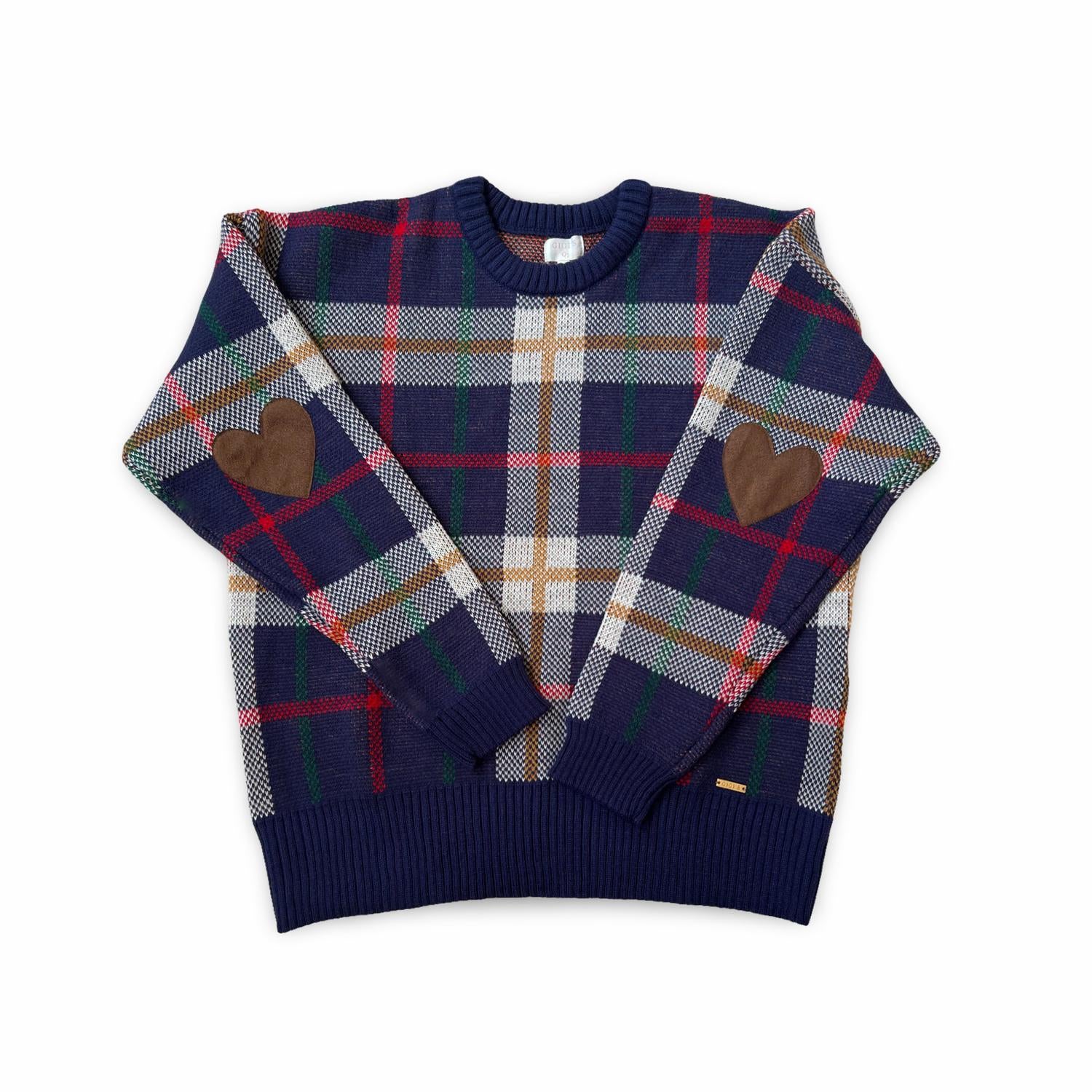 Gigi's USA Hearthside Plaid Sweater in navy - women's sweater - detail view