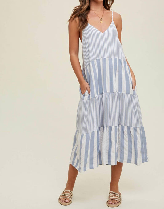 Wishlist - Tiered Multi-Striped Midi Dress