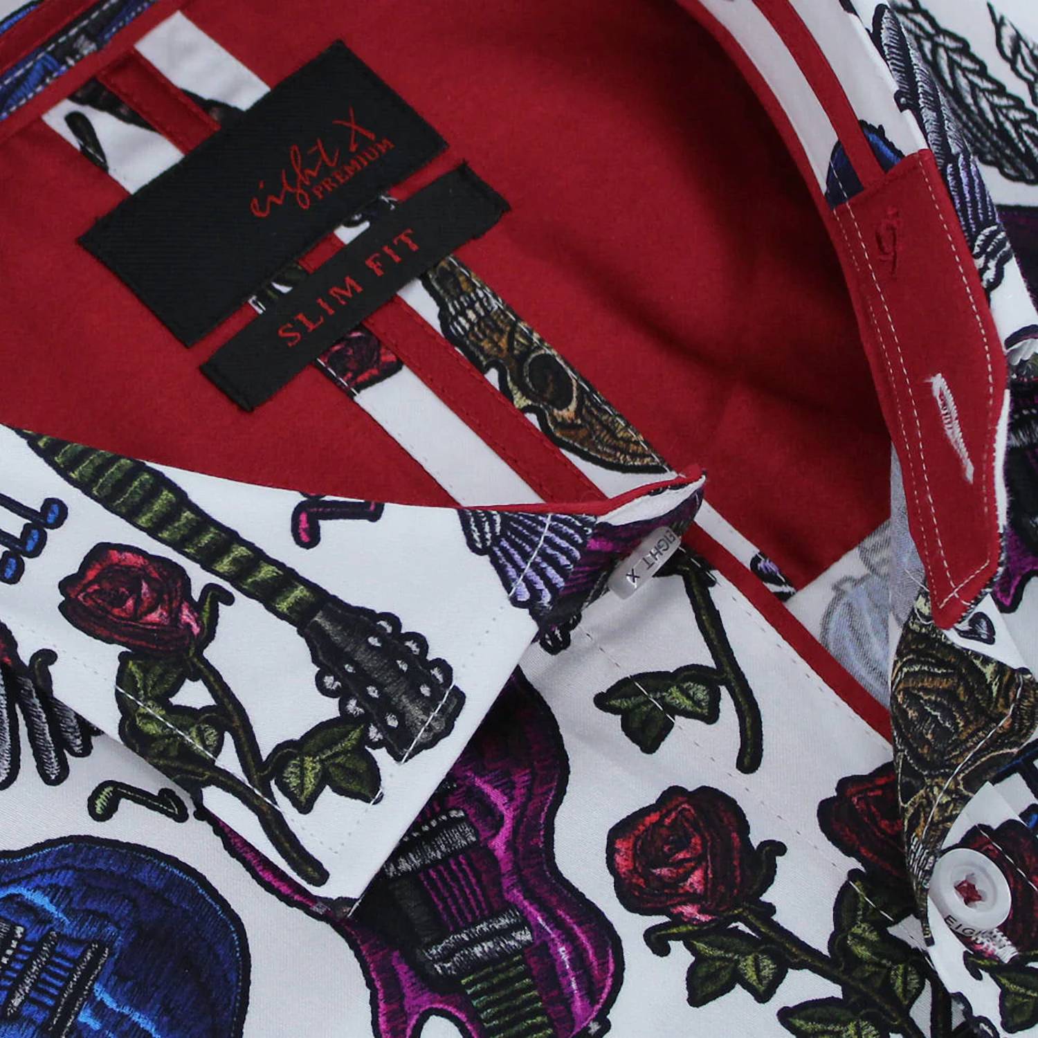 Eight X - Skulls and Roses Rock N Roll Button Down Shirt