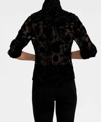 GRETCHEN SCOTT Ruffle Rumble Blouse in floral burnout - women's blouse - detail view