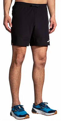 BROOKS Men's High Point 7" 2-in-1 Running Short in 1 running short in black - men's shorts
