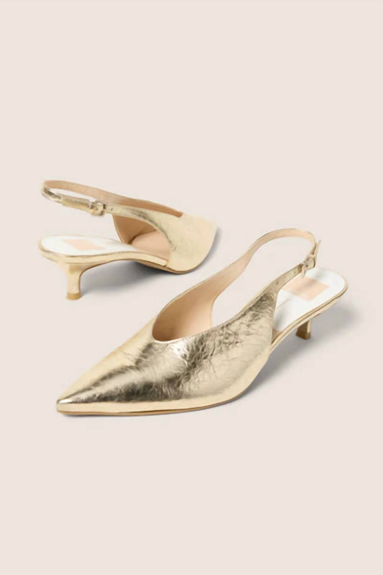 Dolce Vita Women's Alenna Slingback Kitten Heel in gold - women's heels - detail view