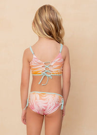 MAAJI Girls' Sunflower Bikini Set in ombre foliage - kids' bikini - detail view