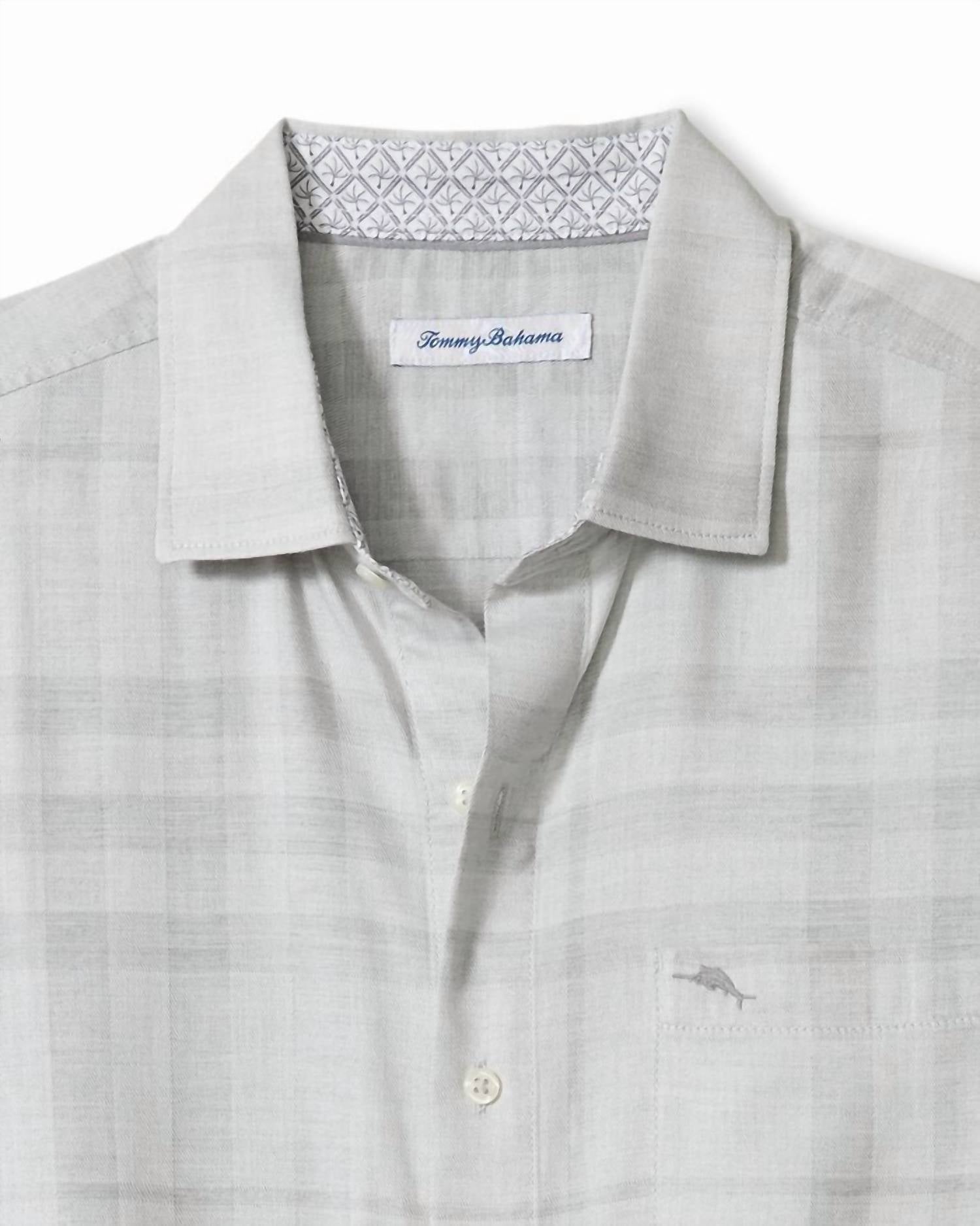 TOMMY BAHAMA Mist Plaid Shirt in silver streak - men's long sleeve top - view 5