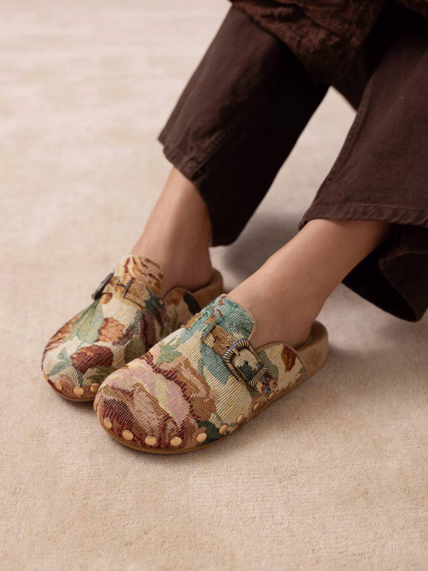 Oasis Society - Women's Toni Floral Tapestry Studded Buckle Clog