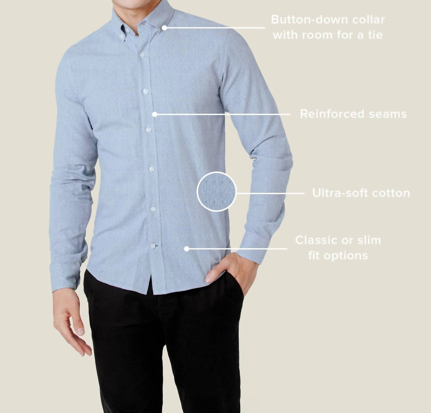 Alynn - Men's Lucas Untuckable Casual Fit Dress Shirt