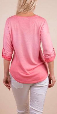 Gigi Moda - Piamo Two Tone V-neck Knit Top